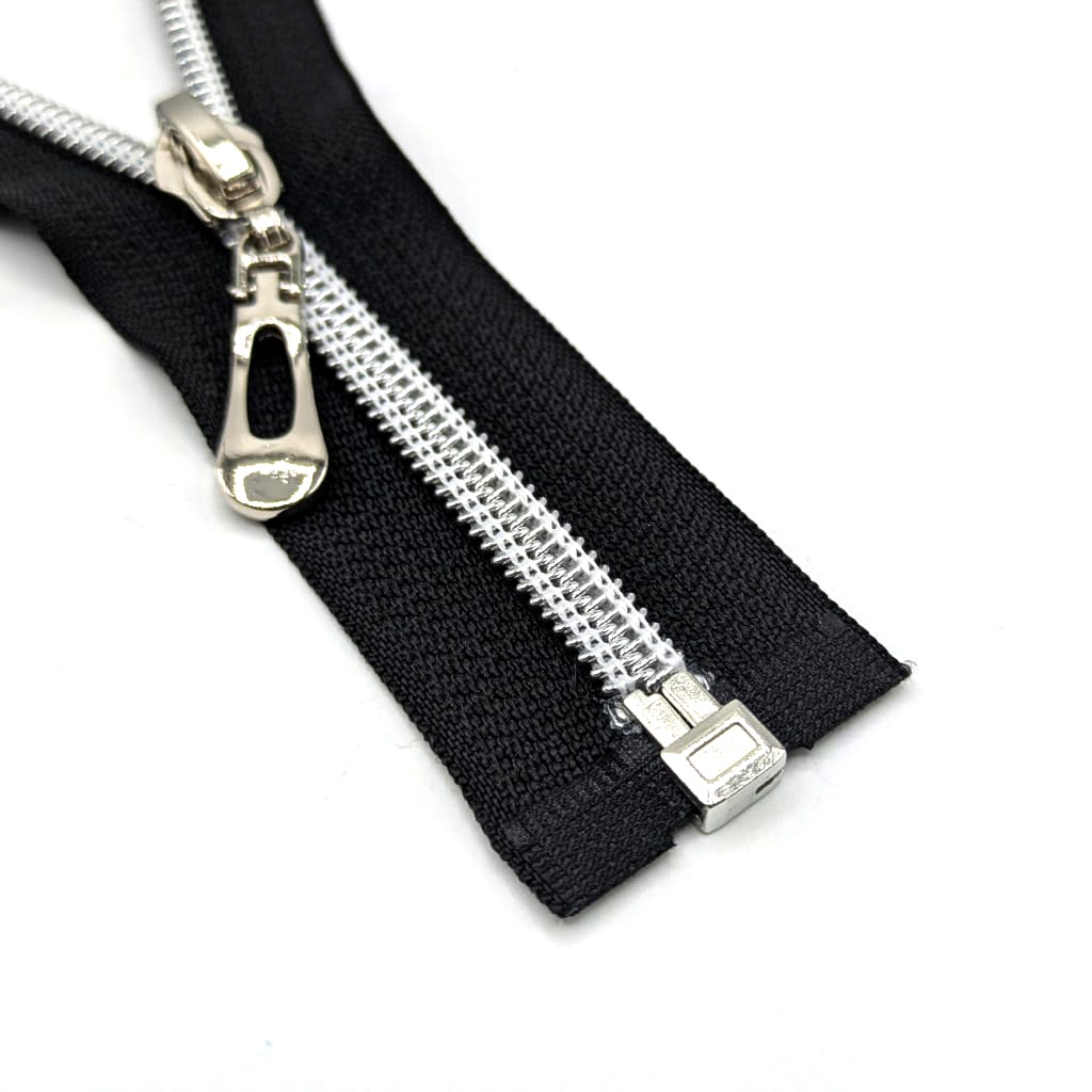 Cremallera abierta nylon efecto metalizado plata, Imagen detalle 8920