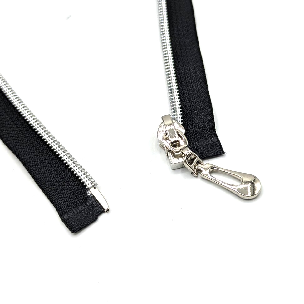 Cremallera abierta nylon efecto metalizado plata, Imagen detalle 8921