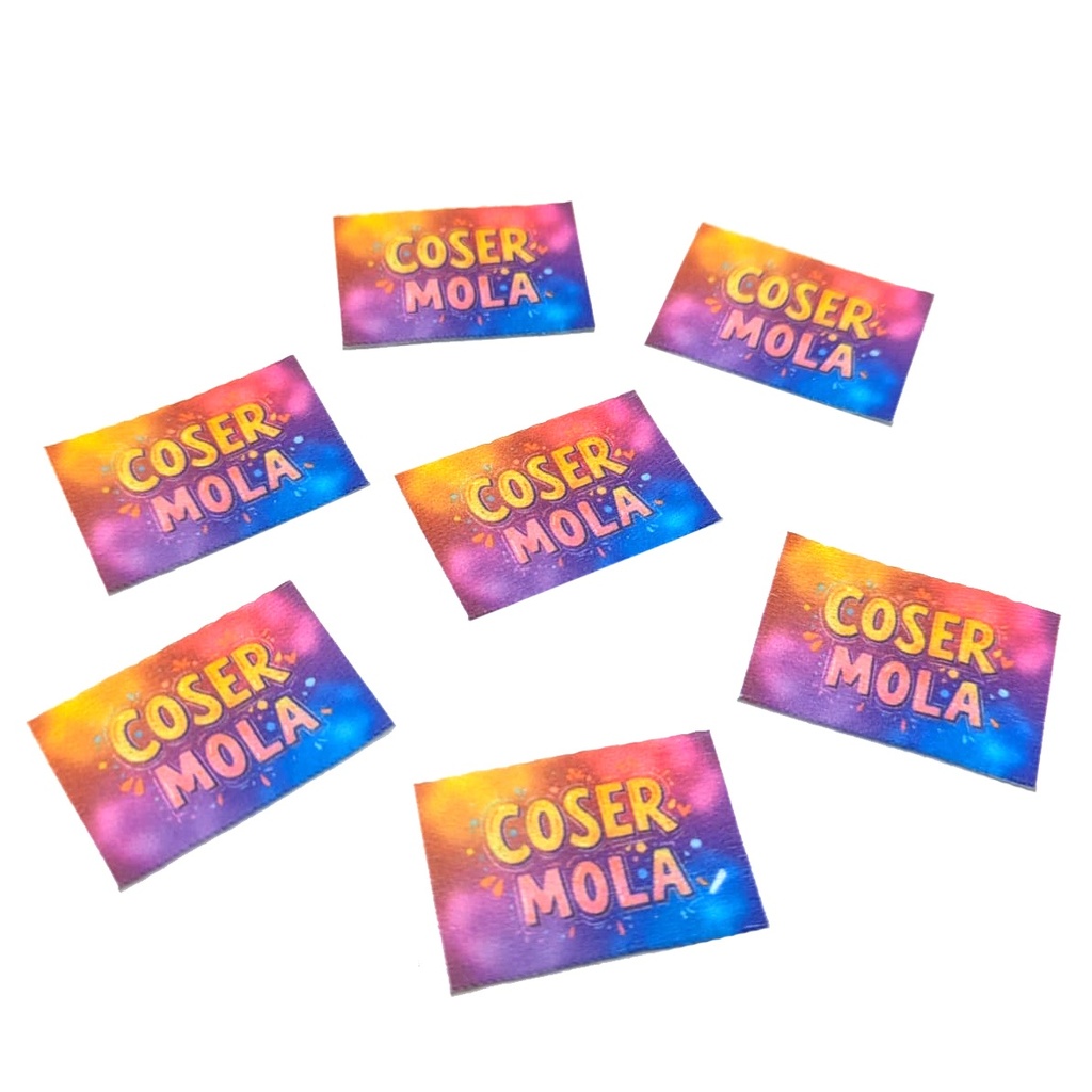 [8COSERMOLA] Etiqueta textil a color COSER MOLA (8 unidades)
