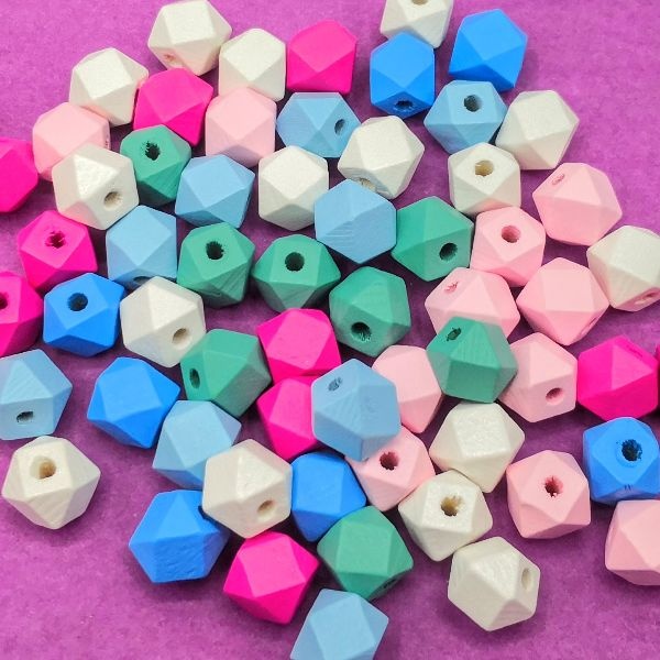 [abalgeometricolors] Abalorios de madera geométricos de colores