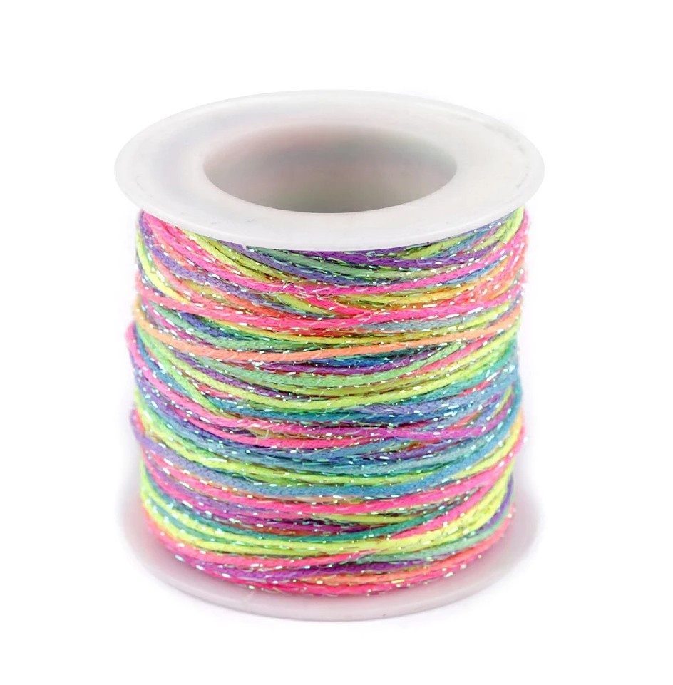 [cordonbrillos1mm] Cordón fino colores neón y destellos brillantes