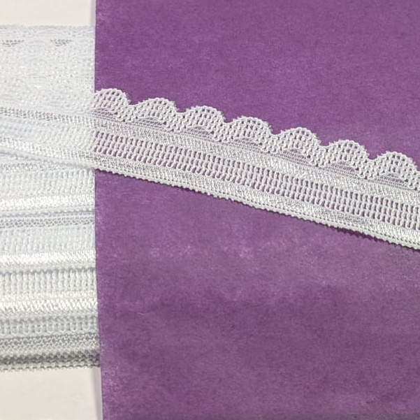 [puntilla25ondas] Puntilla muy elástica decorativa blanca ondas 2,5cm