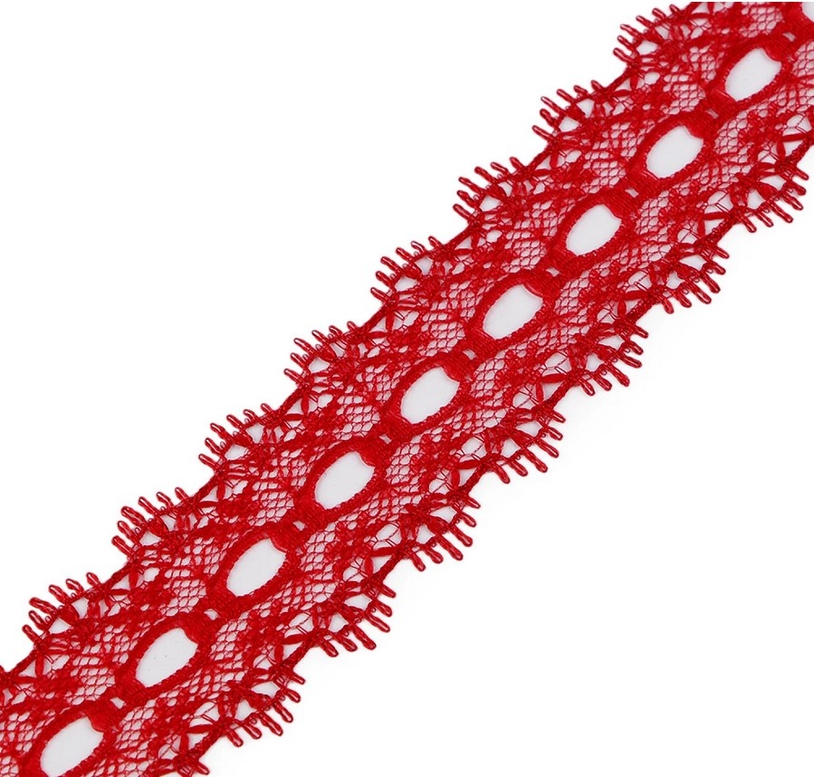 Puntilla no elástica de 3cm, color rojo