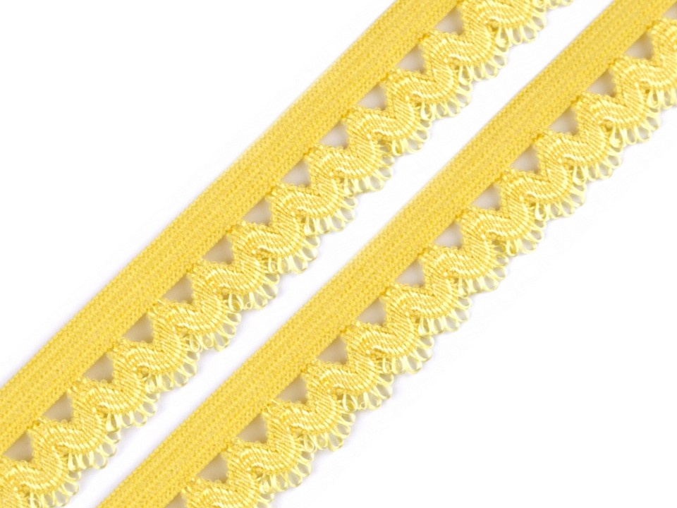 [puntillacolores15mm _ama_lim] Puntilla elástica decorativa colores 15mm (Amarillo Limón)