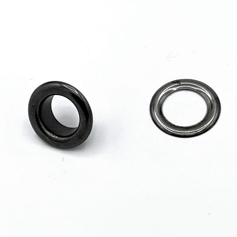 [ojetesKedi6mm_pack100_neg] Ojetes 6mm (para prensa Kedi) bolsita 100 unidades (Negro)