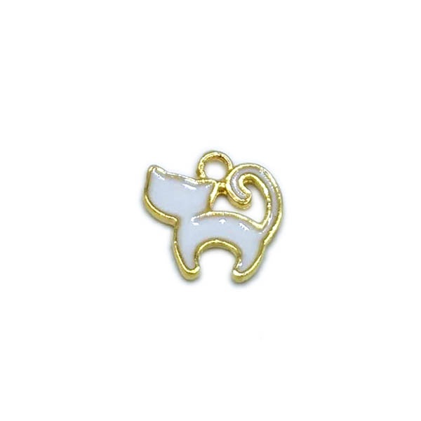 [charmgatitoblanco] Charm lacado Gato blanco o negro (unidad) (Blanco)