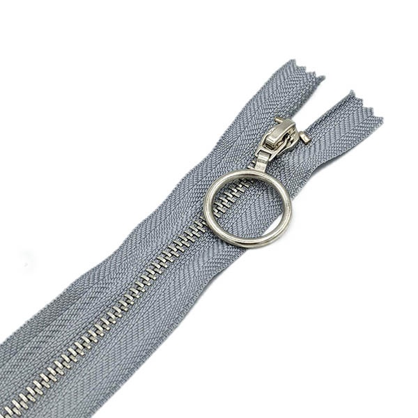 Cremallera metálica de 20cm con cursor decorativo aro