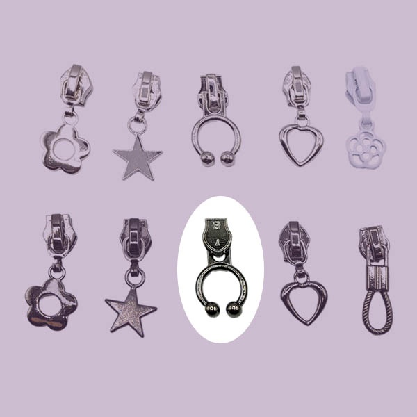 [cursordecocrem6mmarong] Cursores decorativos para cremallera continua de nylon de 6mm (Aro Abierto Negro)