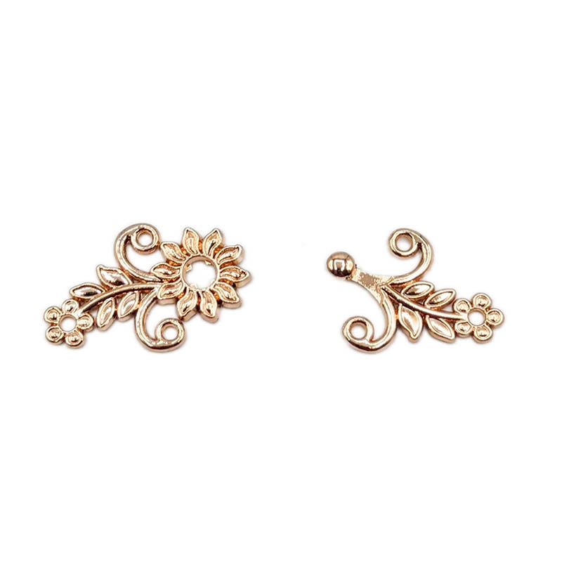 [corcheteflorgold] cierre / corchete metálico decorativo FLOR (Dorado)