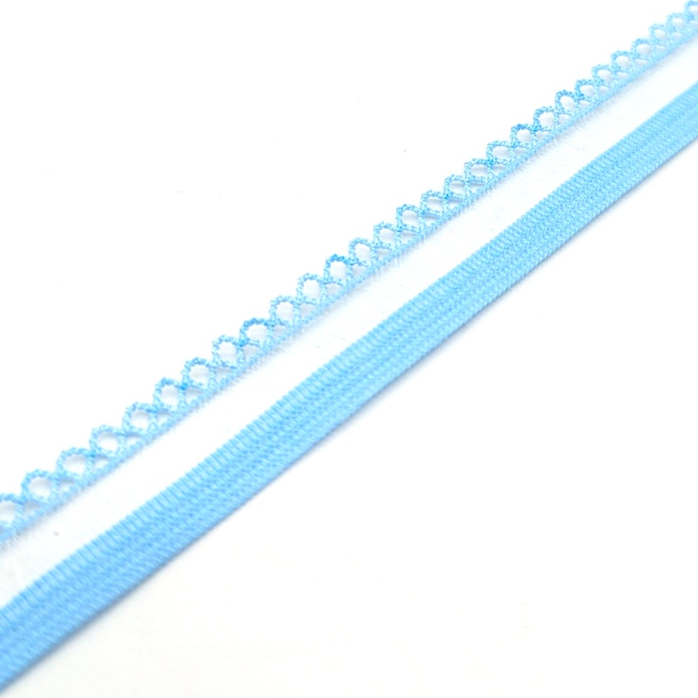 [puntilla14transpaz] Puntilla elástica decorativa con transparencia de 14mm (Azul Claro)