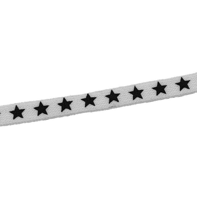 [cordstarsb] Cordón plano 1cm estampado estrellas (Blanco)